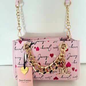 NWT JUICY COUTURE LOVE LETTER MINI TOTE CROSSBODY BAG PURSE CHIFFON PINK